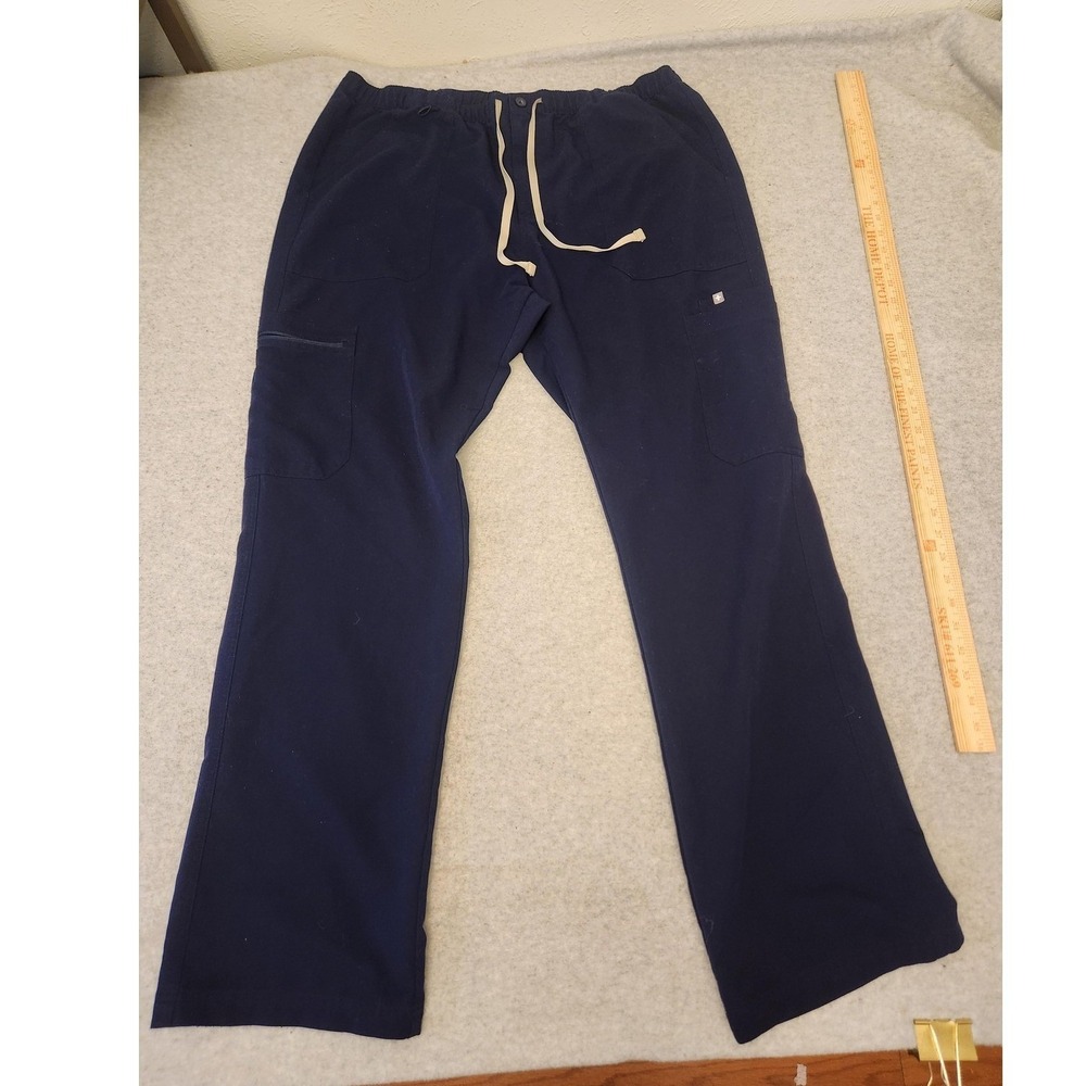 Figs Scrub Pants Mens 2XL Navy Blue Technical Collection Elastic Waist TM3001
